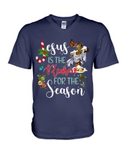 Lp 10 Butterfly Jesus reason for season sweater V-Neck T-Shirt tile