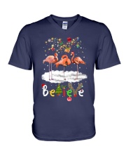 Flamingo believe sweatshirt V-Neck T-Shirt tile