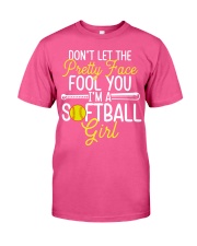 Softball Don't let the pretty face fool you Gift for you Classic T-Shirt tile