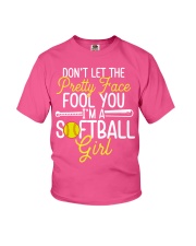 Softball Don't let the pretty face fool you Gift for you Youth T-Shirt tile