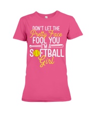 Softball Don't let the pretty face fool you Gift for you Premium Fit Ladies Tee tile