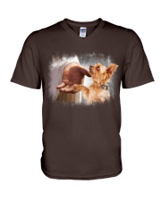 Yorkshire terrier and God yorkie lover dog mom V-Neck T-Shirt tile