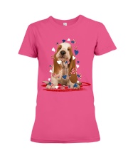 Basset hound flag heart basset hound lovers Premium Fit Ladies Tee tile