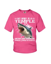 Shark my body is a temple shark lovers Youth T-Shirt tile