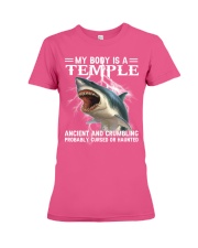 Shark my body is a temple shark lovers Premium Fit Ladies Tee tile