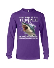 Shark my body is a temple shark lovers Long Sleeve Tee tile