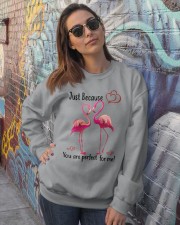 Flamingo perfect for me bird lover Crewneck Sweatshirt lifestyle-unisex-sweatshirt-front-3
