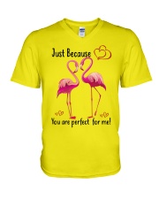 Flamingo perfect for me bird lover V-Neck T-Shirt tile