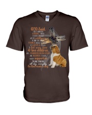 Bulldog so god made a dog bulldog lovers V-Neck T-Shirt tile