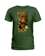 Chicken roses gift for chicken lover Ladies T-Shirt tile
