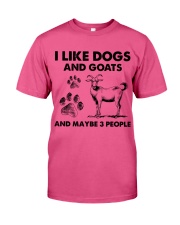 Goat and dog three people gift for goat lover Premium Fit Mens Tee tile