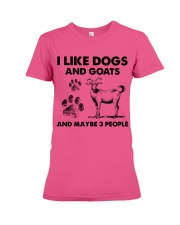 Goat and dog three people gift for goat lover Premium Fit Ladies Tee tile