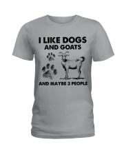 Goat and dog three people gift for goat lover Ladies T-Shirt tile