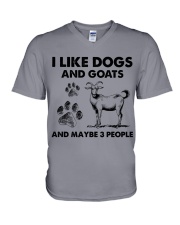 Goat and dog three people gift for goat lover V-Neck T-Shirt tile