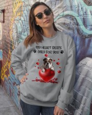 Bulldog my heart beats for you bulldog lover Crewneck Sweatshirt lifestyle-unisex-sweatshirt-front-3