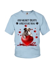 Bulldog my heart beats for you bulldog lover Youth T-Shirt tile