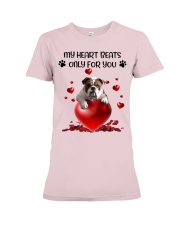 Bulldog my heart beats for you bulldog lover Premium Fit Ladies Tee tile