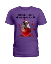 Bulldog my heart beats for you bulldog lover Ladies T-Shirt tile