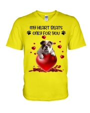 Bulldog my heart beats for you bulldog lover V-Neck T-Shirt tile