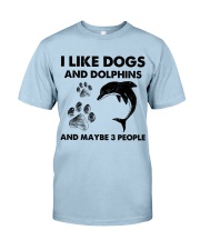 Dolphin and dog three people Classic T-Shirt tile