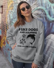 Dolphin and dog three people Crewneck Sweatshirt lifestyle-unisex-sweatshirt-front-3