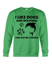 Dolphin and dog three people Crewneck Sweatshirt tile
