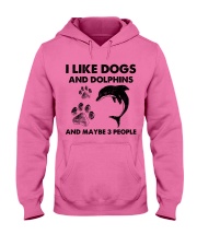 Dolphin and dog three people Hooded Sweatshirt tile