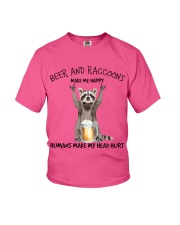 Raccoon And Beer make me happy Gift for you Youth T-Shirt tile