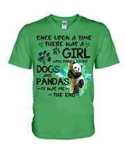 Panda and dog it was me panda lover V-Neck T-Shirt tile