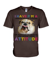 Bulldog i have attitude bulldog lovers dog moms V-Neck T-Shirt tile