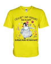 Penguin And Crochet make me happy Gift for you V-Neck T-Shirt tile