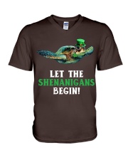 Turtle let the shenanigans begins V-Neck T-Shirt tile