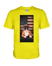 Boxer proud boxer lovers dog moms V-Neck T-Shirt tile