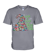 Reading Book Open Your Mind Gift For Book Lover Christmas V-Neck T-Shirt tile