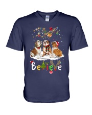 Bulldog believe gift for dog lovers gift for you V-Neck T-Shirt tile