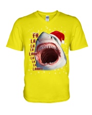 Shark fla la la la christmas gift for shark lover V-Neck T-Shirt tile