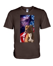 PitBull America firework Gift for you V-Neck T-Shirt tile