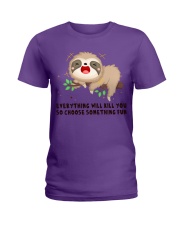 Sloth choose something fun sloth lovers Ladies T-Shirt tile