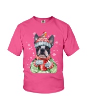 Boston terrier warm winter Youth T-Shirt tile