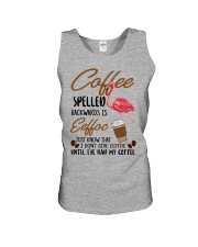 Flamingo until i have had my coffee Unisex Tank tile