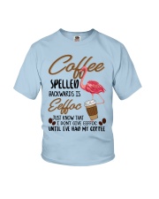 Flamingo until i have had my coffee Youth T-Shirt tile