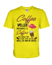 Flamingo until i have had my coffee V-Neck T-Shirt tile