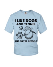 Tennis and dog three people Youth T-Shirt tile