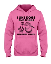 Tennis and dog three people Hooded Sweatshirt tile