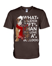 Bulldog what greater gift dog lover V-Neck T-Shirt tile