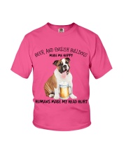 Bulldog And Beer make me happy Gift for you Youth T-Shirt tile