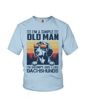 Dachshund a simple old man dachshund lover dog mom Youth T-Shirt tile