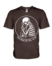 Chihuahua make me alive dog lover V-Neck T-Shirt tile