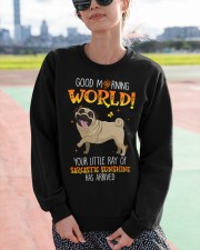 Pug Good Morning World Crewneck Sweatshirt apparel-crewneck-sweatshirt-lifestyle-front-51