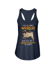 Pug Good Morning World Ladies Flowy Tank tile